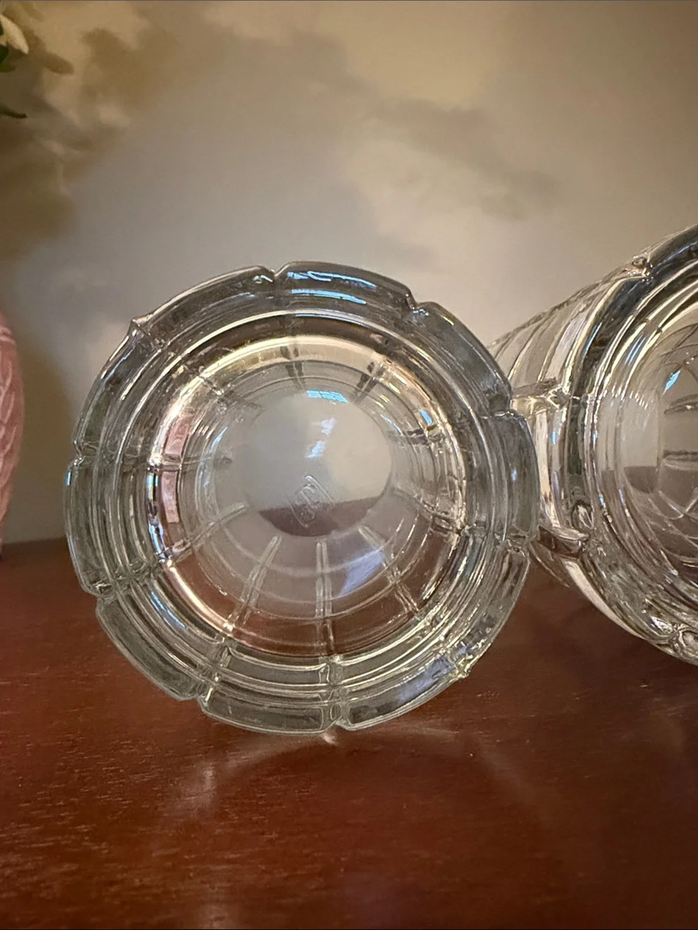 Vintage 1970’s Anchor Hocking Tartan Iced Tea 16 oz. Clear Square Logo set of 2